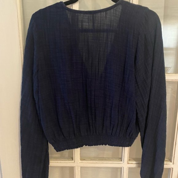 Free People Cherry Blossom Wrap Top - Navy/Marin - Size S - Picture 3 of 3